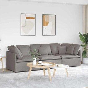 vidaXL Sofá modular com almofadas tecido castanho-acinzentado