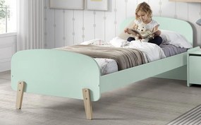 Cama infantil KIDDY (90x200)+ estrado feita de MDF com pés em pinho maciço Verde Menta