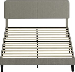 Cama de Casal Estofada, 205 x 167 x 107 cm (COLCHÃO NÃO INCLUIDO), Cabeceira Ajustável, Cinzento