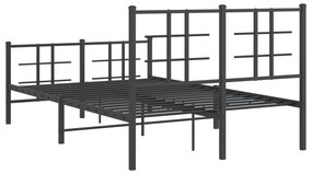 Estrutura de cama com cabeceira e pés 120x190 cm metal preto