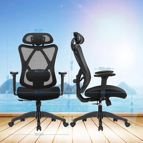 Cadeira de escritório em tecido de poliéster70 x 70 x (115-125) cm preto