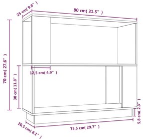 Estante/divisória 80x25x70 cm pinho maciço branco