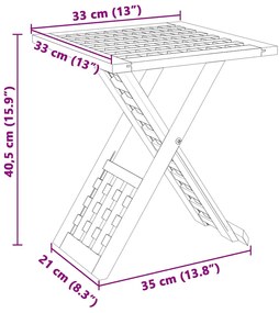 Mesa de café dobrável 33x33x40,5 cm em madeira sólida de nozes
