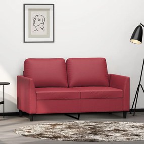 Sofá de 2 lugares 120 cm couro artificial vermelho tinto