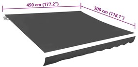 Lona para toldo antracite 450x300 cm
