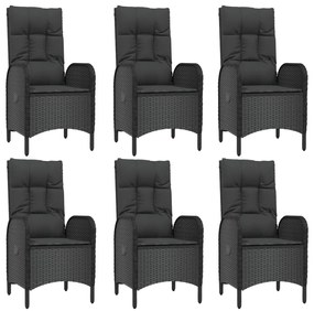 9 pcs conjunto de jantar p/ jardim c/ almofadões vime PE preto