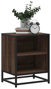 Mesa de cabeceira carvalho castanho 40x31x50 cm madeira e metal