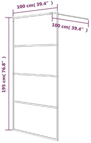 Divisória de chuveiro 100x195 cm vidro opaco ESG preto