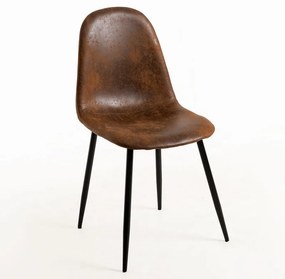 Cadeira Black Teok Couro Sintético Vintage - Marrom Vintage