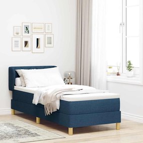 vidaXL Cama Box com colchão com cabeceira Azul 80 x 200 cm tecido