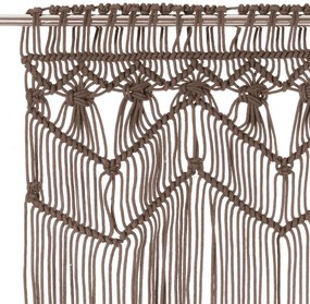 Cortina em macramé 140x240 cm algodão cinzento-acastanhado