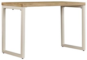 Mesa de jantar 115x55x76 cm madeira de mangueira maciça e aço
