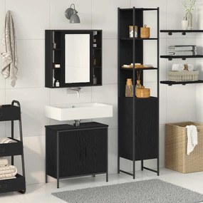 vidaXL Móveis para Banheiro com prateleira Preto 33 x 33 x 185.5 cm