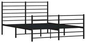 Estrutura de cama com cabeceira e pés 150x200 cm metal preto