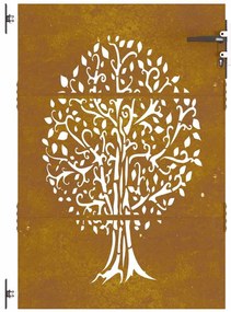 Portão de jardim 85x150 cm aço corten design árvore