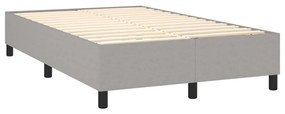 Cama box spring c/ colchão e LED 120x200 cm tecido cinza-claro