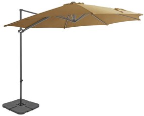 Guarda-sol de jardim com base portátil cinzento-acastanhado