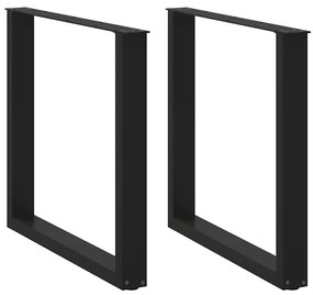 Pés de mesa de jantar em forma de U, 2 peças, preto, 90x (72-73) cm, a
