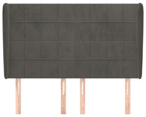 Cabeceira cama c/ abas veludo 147x23x118/128 cm cinzento-escuro