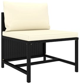 11 pcs conjunto lounge de jardim c/ almofadões vime PE preto