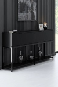 Conjunto de Mobiliário de Sala Lord – Preto – TV Stand: 180x47x30 cm,