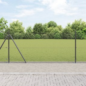 vidaXL Cerca de Arame Soldado com 7 Postes Flangados Cinza 0.8x10 m Aço