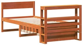 Cama sem colchão 75x190 cm madeira de pinho maciça castanho-mel