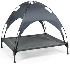 Cama elevada para animais de estimação com sombra removível e estrutura de aço resistente - XL