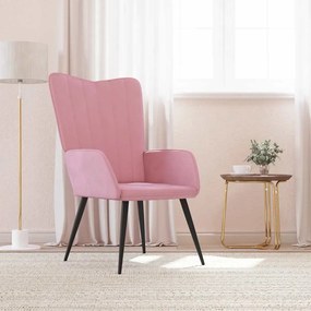vidaXL Cadeira de descanso veludo rosa