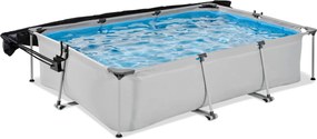 Piscina retangular Soft 300 x 200 x 65 cm com bomba de filtragem e cobertura - cinzenta