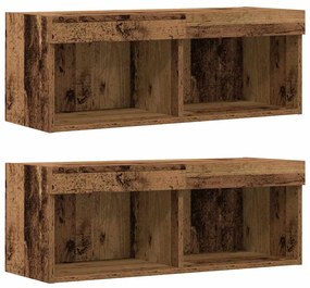 Prateleira flutuante vidaXL 2 pcs Madeira antiga 40x28.5x40 cm Madeira