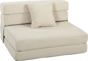 HOMCOM Sofá-Cama Dobrável 2 em 1, Poltrona 1 Lugar Conversível em Veludo Cotelê, Almofada, Bolsos Laterais, Creme | Aosom Portugal