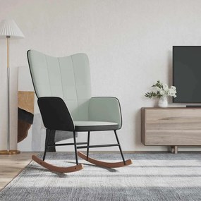 vidaXL Cadeira de baloiço PVC e veludo cinzento-claro