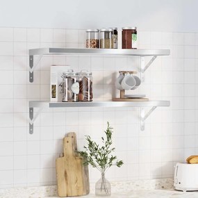 vidaXL Prateleiras de parede 2 pcs 75x30 cm aço inoxidável prateado