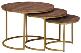 vidaXL Mesas de Café Empilháveis 3 pcs Marrom Escuro