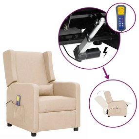vidaXL Poltrona de massagens tecido cor creme