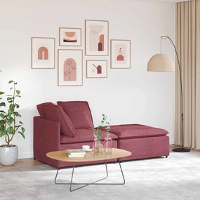 vidaXL Sofá modular com pufes e almofadas tecido vermelho tinto