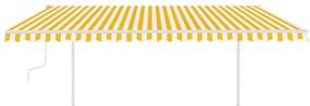 Toldo retrátil manual com postes 5x3 m amarelo e branco