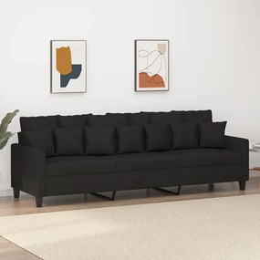 vidaXL Sofá de 3 lugares tecido 210 cm preto