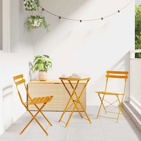 Conjunto de bistrô dobrável de 3 peças vidaXL Mostarda Amarelo Aço