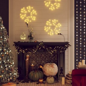 3154286 vidaXL Figuras de flocos de neves com LEDs 3pcs 27x27 cm branco quente