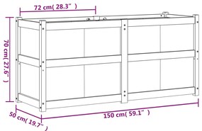 Vaso/floreira de jardim 150x50x70 cm pinho maciço castanho cera