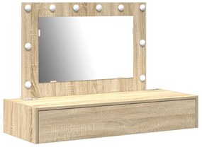 Mesa de Maquilhagem de Parede  com Luzes LED em Carvalho Sonoma
