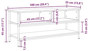 Gabinete de TV vidaXL Madeira Antiga 100x35x45 cm Madeira Engenharia e