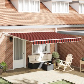 vidaXL Toldo Retrátil Laranja e Marrom 400 × 300 cm Poliéster e Metal