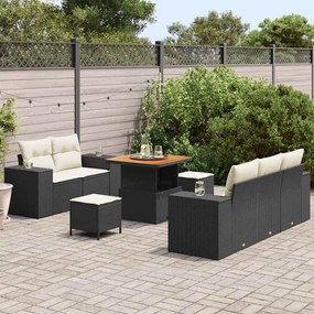 Conjunto de Sofá de Jardim de 8 Peças com Almofadas de Polirattan Pret