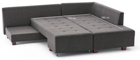 Sofá-cama de canto Manama – Antracite – 280 cm x 85 cm x 206 cm