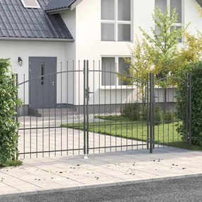 vidaXL Portão de Jardim com Ponta de Lança Cinza 175 x 400 cm em Aço.