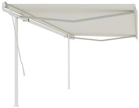 Toldo retrátil manual com postes 5x3,5 m cor creme