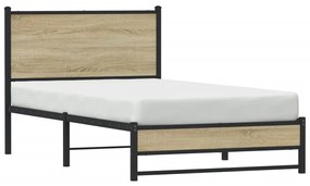 Estrutura de cama sem colchão 100x200 cm metal carvalho sonoma